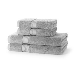 4 Piece 700GSM Bamboo Towel Set - 2 Hand Towels, 2 Bath Towels