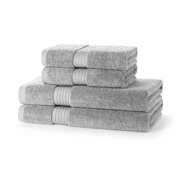 4 Piece 700GSM Bamboo Towel Set - 2 Hand Towels, 2 Bath Towels